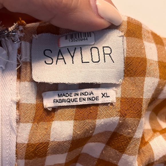 SAYLOR Laken Gingham Jumpsuit in Apricot XL - Picture 10 of 10